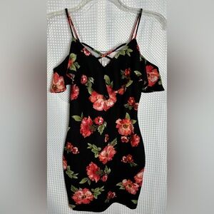 Klaxons S Floral Off Shoulder & Spaghetti Strap Bodycon Dress